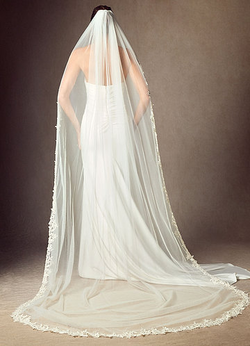 front Cordelia Flower Lace Cathedral Length Veil