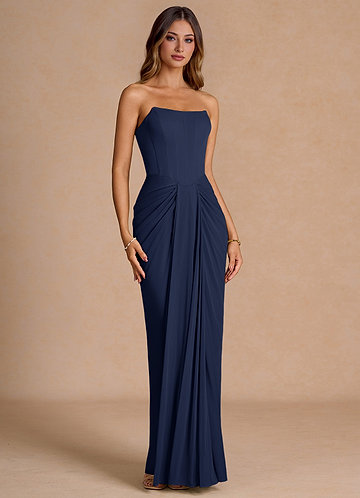 navy black tie dress