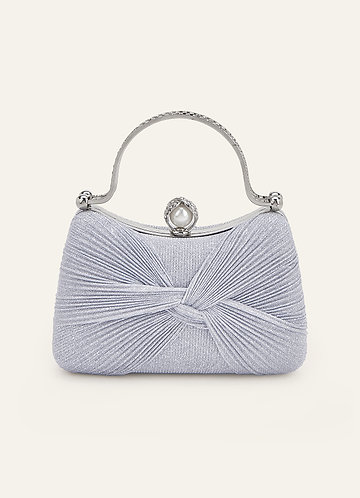 front Glittery Pleated Knot Clutch