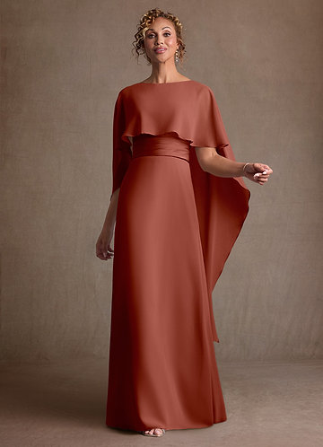Azazie Marilla Mother of the Brides Dresses Auburn A-Line Pleated Chiffon Dress image1