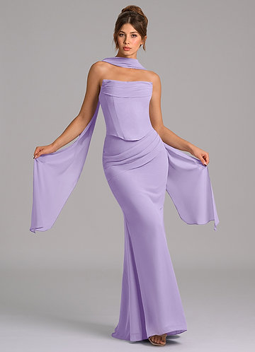 blue dress for baby girl Sheath Spaghetti Straps Corset Back Purple Prom Dress with Split US10 / Purple main image 0