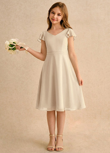 Azazie Narin Girls Formal Klänningar för brudeflicka Klä A-Line i Chiffong med ärmar image1