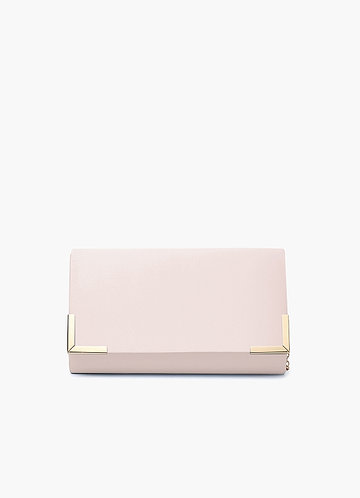front Matching Color Matte Satin Envelope Clutch Bag