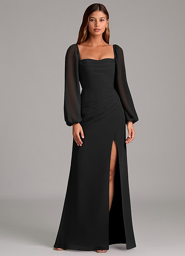 chinese dress ladies Pure Silk Midi Dresses Long Sleeve Button Down Silk Shirt Dress Black / Xs main image 0