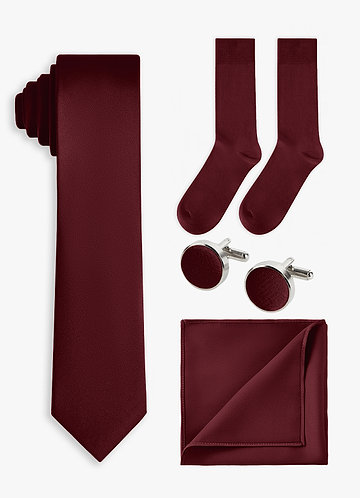 front Matching color 4-Piece Stretch Satin Skinny Tie Set