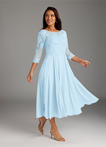 Azazie Marge Mother of the Brides Dresses Sky Blue A-Line Scoop Lace Chiffon Dress image1