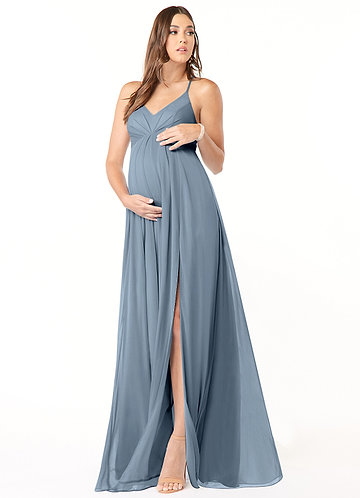 Azazie Annabelle Maternity Bridesmaid Dresses Vestir Linha A Plissado Comprimento do chão Malha image1