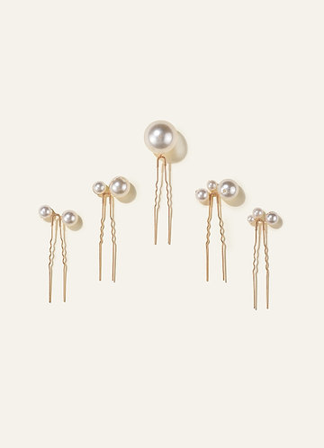 front Juego de horquillas con perlas en racimo (5 piezas)