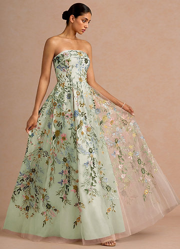 Evangeline Light Green Maxi Dress image1