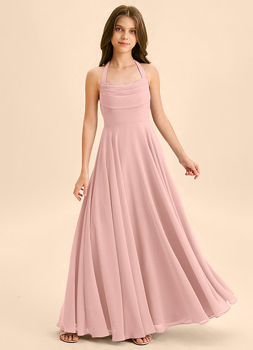 Azazie Kady Junior Rosette A-Line Sweetheart Neckline Chiffon Dress image1