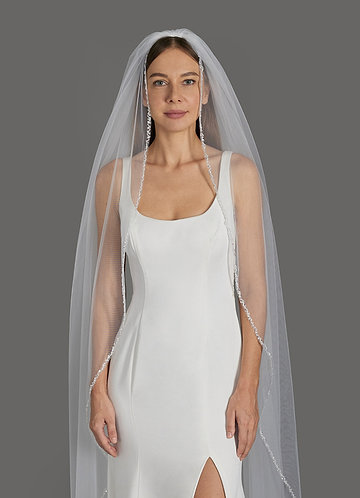 front Sheena Beads Cathedral Length Veil