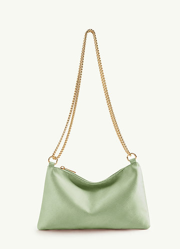 front Matching Color Metallic Satin Adjustable Shoulder Bag