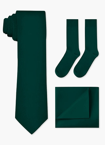 front Matching Matte Satin Wide Tie & Pocket Square & Socks Set