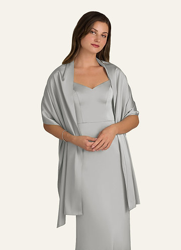 front Azazie Matching Color Ireland Stretch Satin Shawl