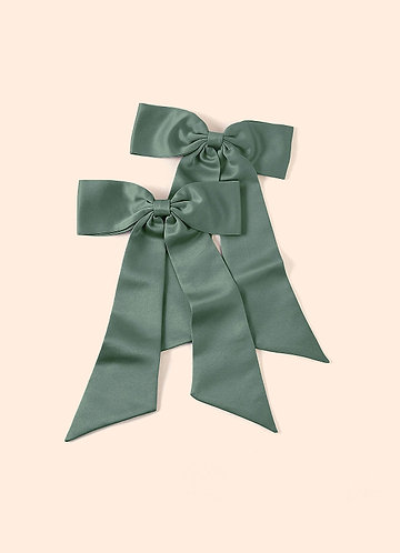 front Matching Color Stretch Satin Bow Hair Clip Set