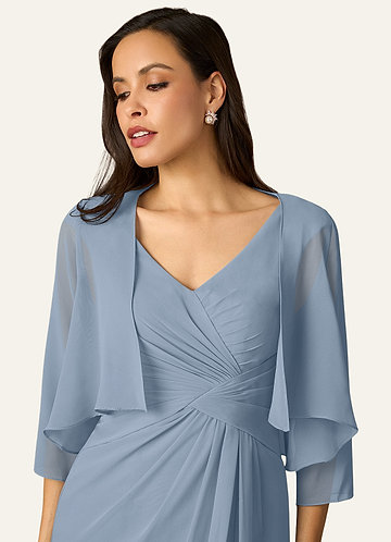 Azazie Easton Dusty Blue A-Line One Shoulder Jacquard Dress | Azazie