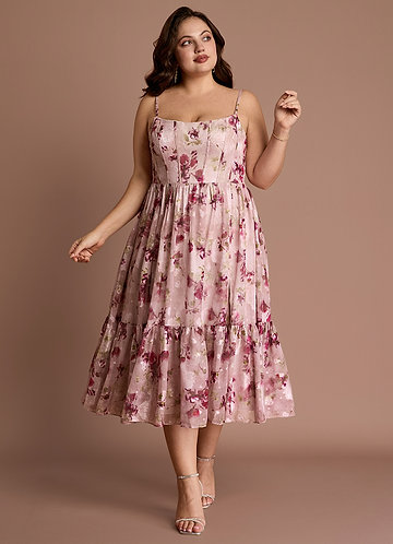 Gigi Mauve Floral Midi Dress image1