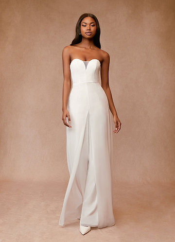 Azazie Tamara Wedding Dresses Diamond White Pant Styles Strapless Chiffon Dress image1