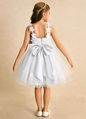 Azazie Junebug Flower Girl Dresses Ivory White Ball-Gown Lace Tulle Dress image1
