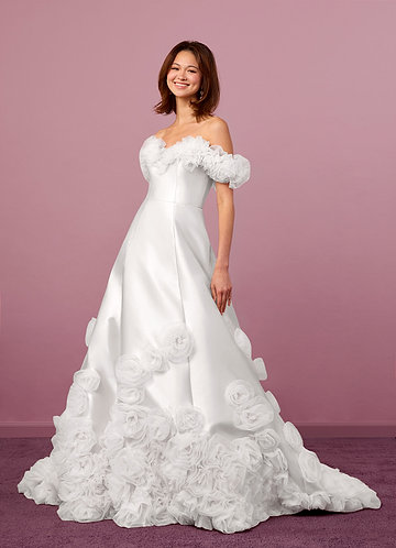 Barbie ♥ Azazie Wedding Dresses Ball-Gown Off the Shoulder Mikado Chapel Train Dress image1 0