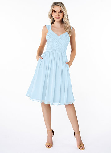 Sky Blue Knee Length Or Floor Length Bridesmaid Dresses | Azazie CA