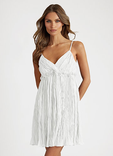 front Blanc Pleated Babydoll Slip Dress