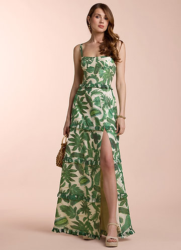 Klarissa Green Palm Print Maxi Dress image1