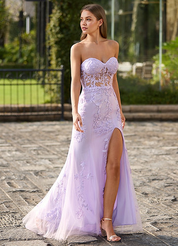 Lacefloral Purple Silk-like Satin Prom Dress image1
