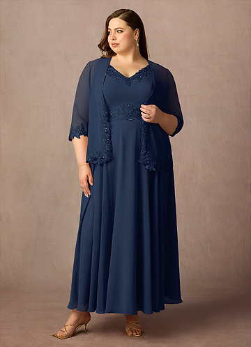 Azazie Devana Mother of the Brides Dresses Dark Navy A-Line Sequins Chiffon Dress image1