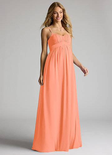 Azazie Llana Maternity Bridesmaid Dresses A-Line Chiffon Floor-Length Dress image1
