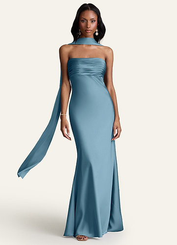 front Azazie Yhteensopivan värinen joustava satiinihuivi