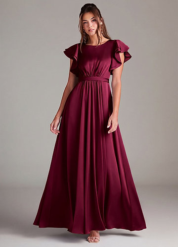 burgundy dress modest Formal Vine G481 Red 100% Terylene fiber Burgundy Modest Bridesmaid Dresses |