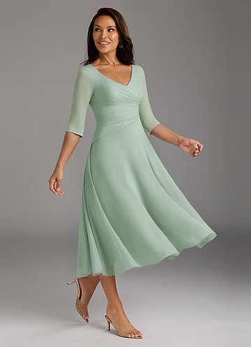 Azazie Durant Mother of the Brides Dresses Agave A-Line Pleated Chiffon Dress image1