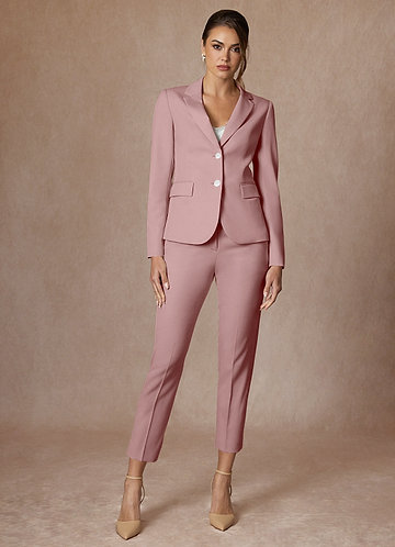 front Whitney Dusty Rose Structured Stretch Cropped Pants Suit