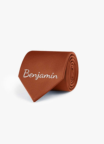 front Personalized Stretch Satin Embroidered Wide Tie