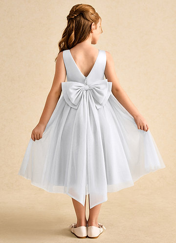 Azazie Winnie Flower Girl Dresses White Ball-Gown Bow Tulle Dress image1