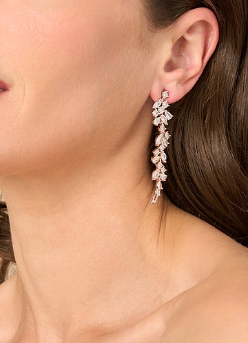 front Rhinestone Leaves Tassel Earrings