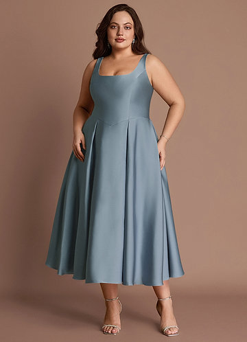 Olivia Powder Blue Pleated Midi Dress image1