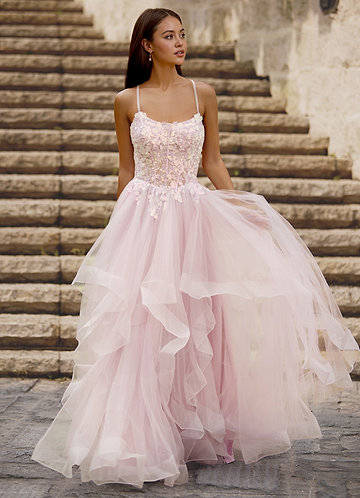 Mosaic Pink Ruffle Prom Dress image1