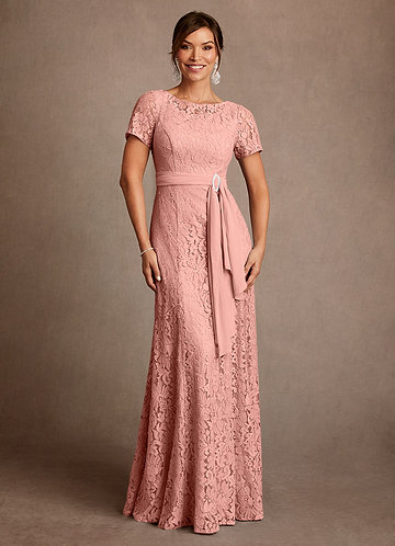 Azazie Sheffield Mother of the Brides Dresses Rosette A-Line Lace Chiffon Dress image1