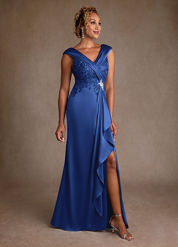 Azazie Santa Monica Moeder van de Bruid Jurken A-Lijn Jurk van Kant Koningsblauw image1