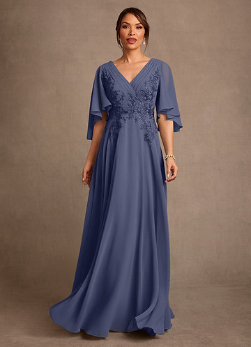 Azazie Tilda Mother of the Bride Dresses Vestido Tormentoso de Chiffon de Linha A com Renda image1