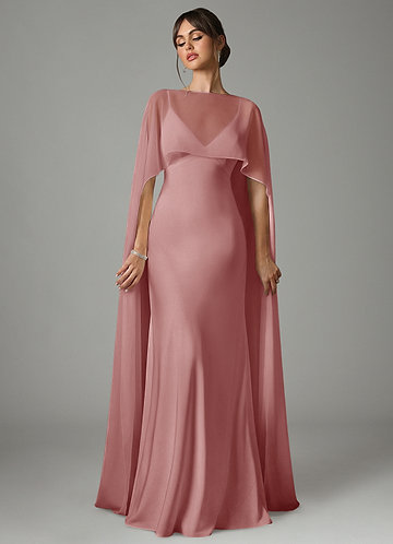 Azazie Stefania Vestidos Dama de Honor Vestido de Rosa Polvorienta de Satén Elástico de Corte en A image1