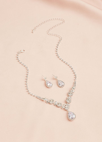 front Zirconia Teardrop Jewelry Set
