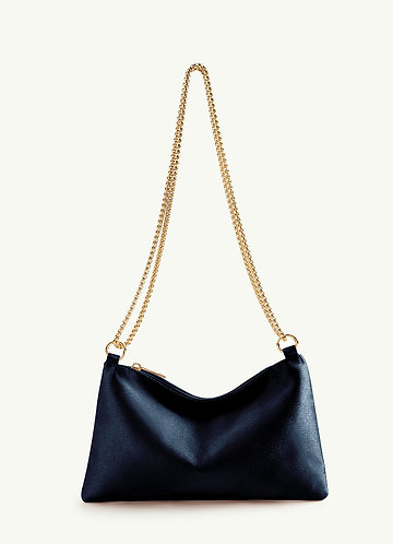 front Matching Color Metallic Satin Adjustable Shoulder Bag