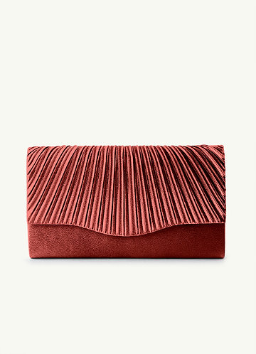 front Matching Color Pleated Metallic Satin Envelope Clutch
