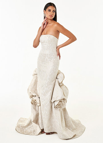 Donatella Champagne Brocade Gown image1