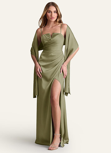 front Azazie Matchande Färg Ireland Stretch Satin Sjal