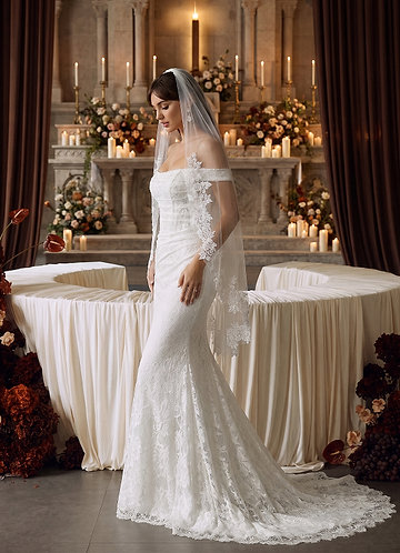 front Grace Floral Lace Fingertip Veil