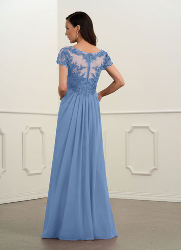 steel blue mother of bride dress